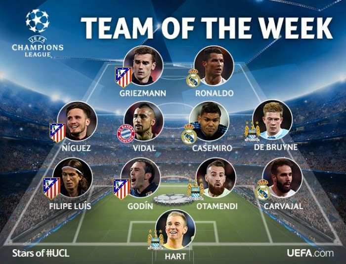 Griezmann, Godín, Filipe y Saúl, en el once ideal de la Champions