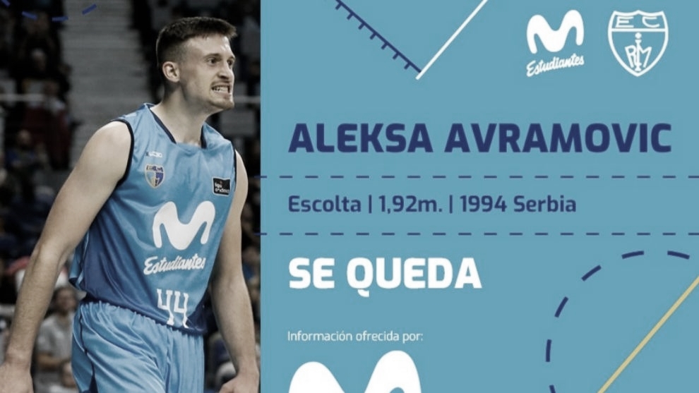 Aleksa Avramovic renueva por una temporada más con el Movistar Estudiantes Aleksa Avramovic renueva por una temporada más con el Movistar Estudiantes