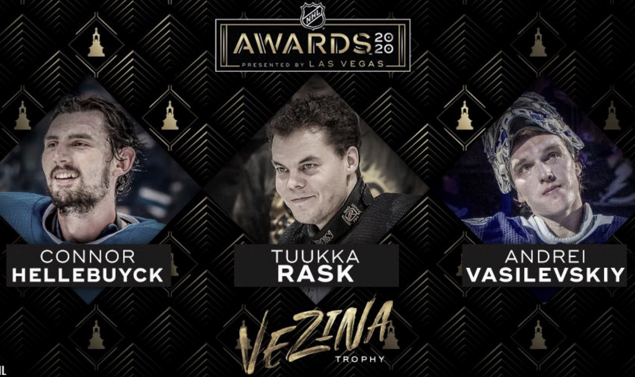 Hellebuyck, Rask y Vasilevskiy, finalistas del trofeo Vezina 2020