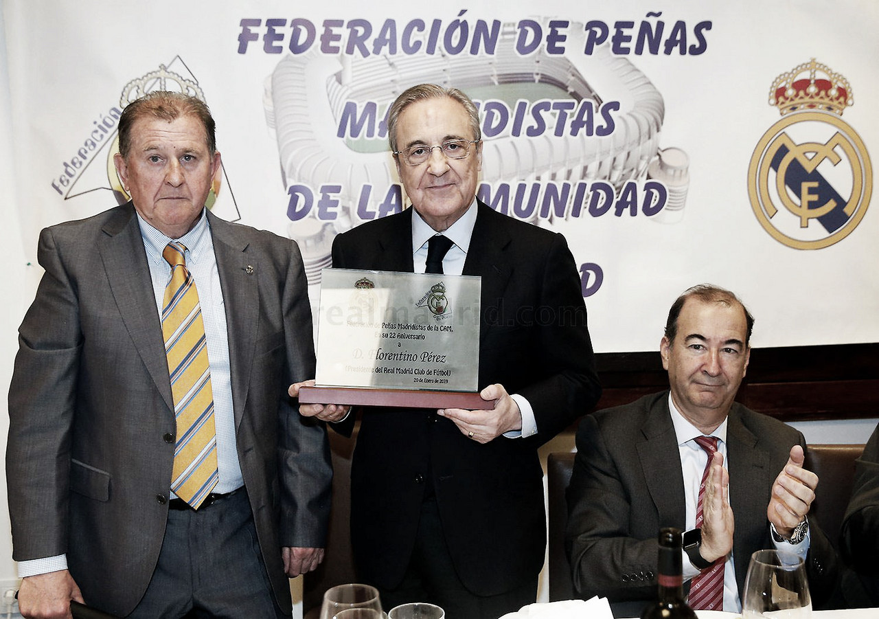 Florentino Pérez, en el XXII aniversario de la Federación de Peñas Madridistas de la Comunidad de Madrid