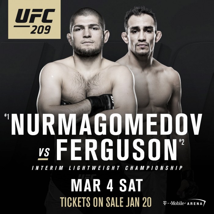Khabib Nurmagomedov e Tony Ferguson se enfrentarão no UFC 209, em março