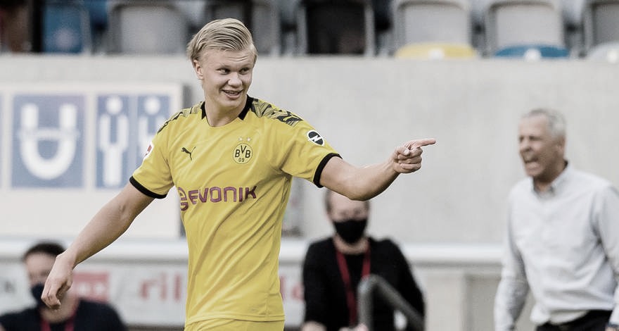 Haaland vibra com gol do Dortmund no fim da partida: "São três pontos importantes"