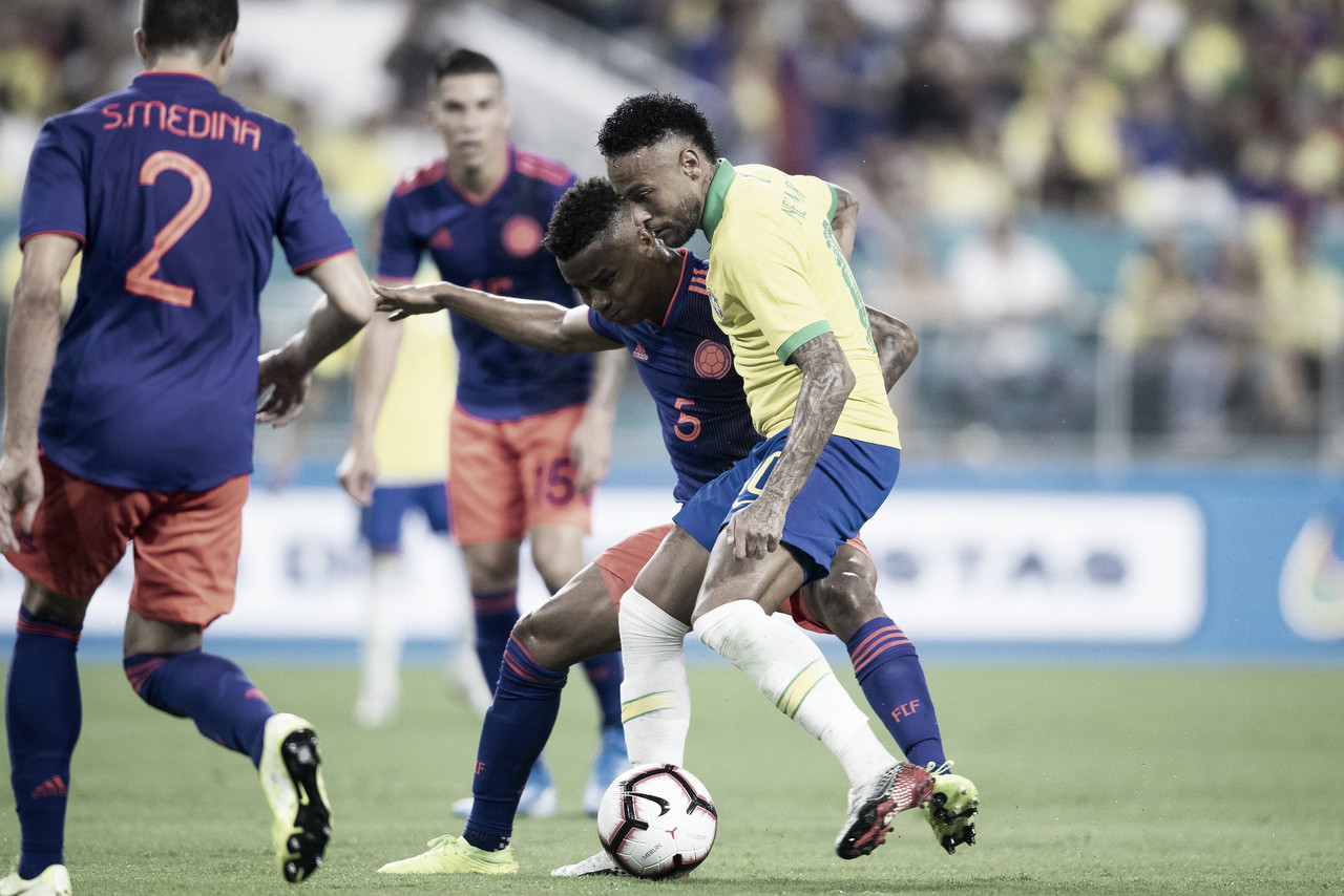 No retorno de Neymar, Brasil empata com a Colômbia em Miami