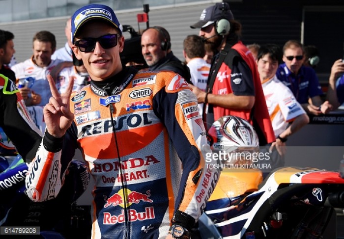 Marquez to start from second on grid after Rossi stole pole from him at Motegi