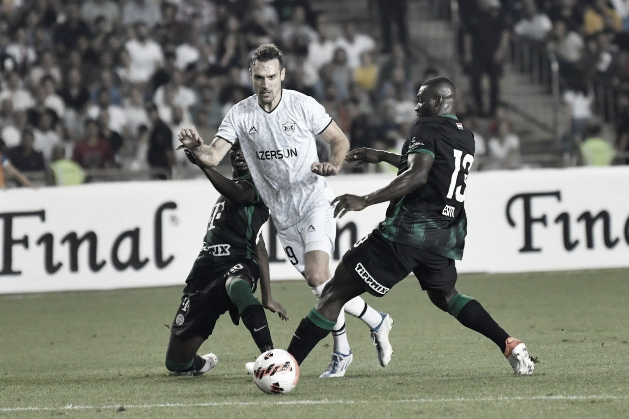 BUDAPEST, HUNGARY - AUGUST 9: Franck Boli of Ferencvarosi TC in action  during the UEFA Champions League Qualifying Round match between Ferencvarosi  TC and Qarabag FK at Ferencvaros Stadium on August 9