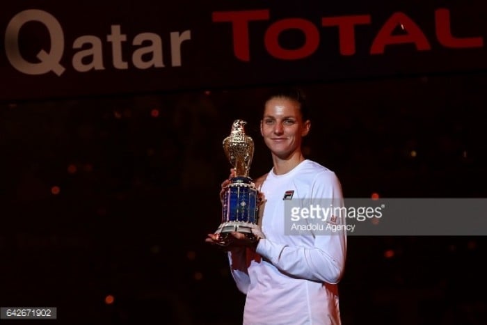 WTA Doha: Karolina Pliskova wins championship with solid performance over Caroline Wozniacki