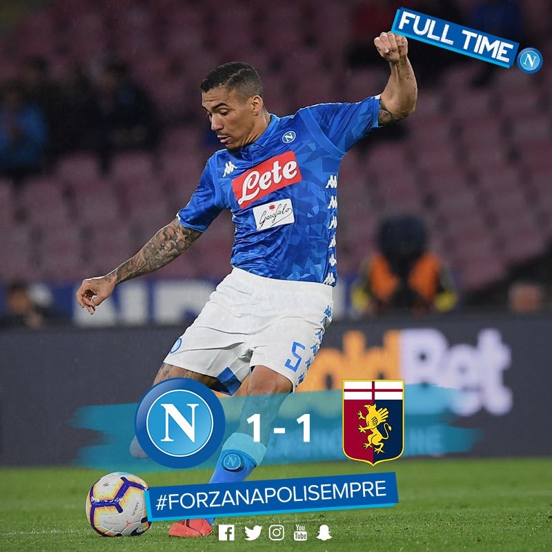 Serie A - Colpo del Genoa in dieci: Napoli fermato 1-1 al San Paolo