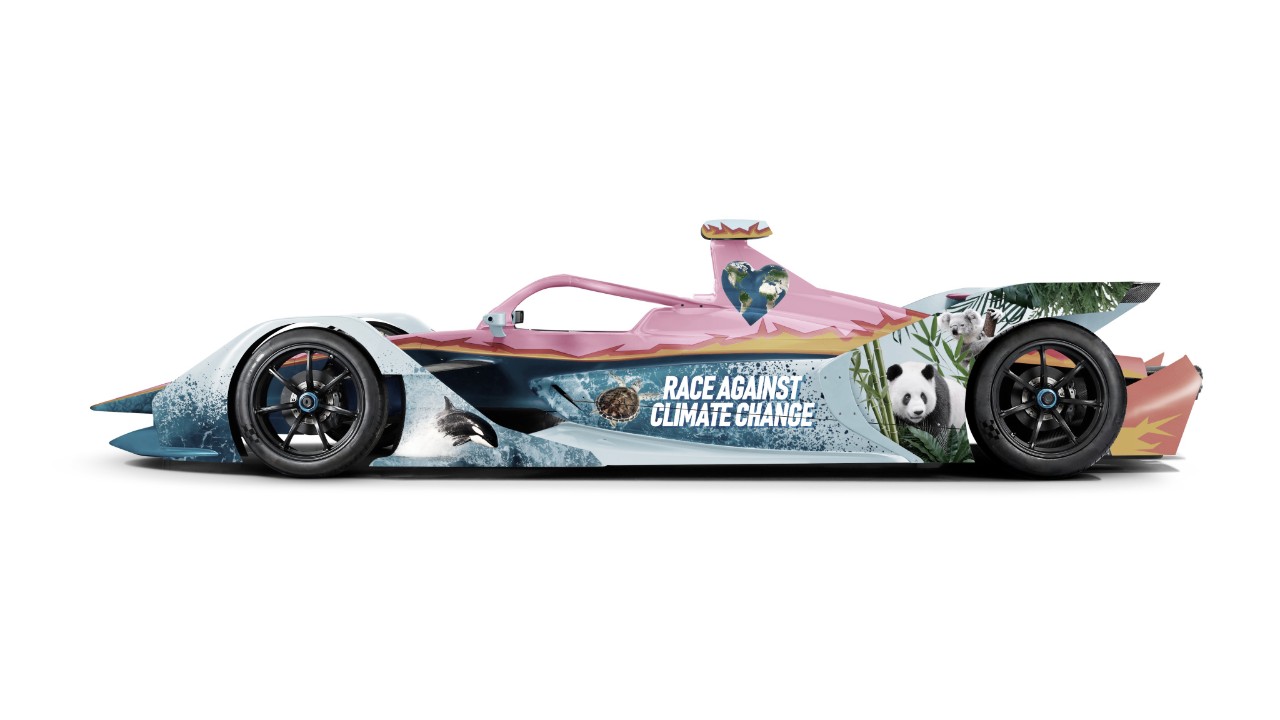 Virgin Racing estampa arte de criança de 11 anos em um dos carros da Fórmula E