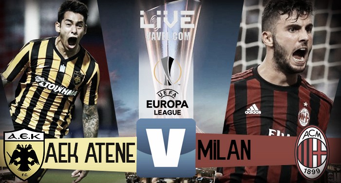 Risultato finale AEK Atene - Milan in diretta, LIVE Europa League 2017/2018: finisce 0-0