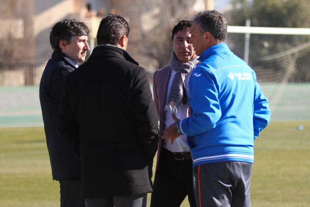 Gino Pozzo, Quique Pina y Juan Carlos Cordero, en el entrenamiento del Granada