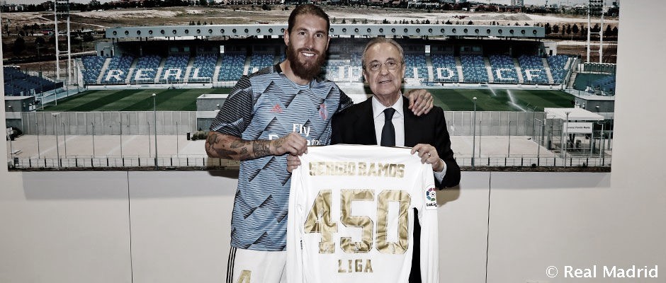 Sergio Ramos alcanza los 450 partidos con la elástica blanca en Liga Sergio Ramos alcanza los 450 partidos con la elástica blanca en Liga