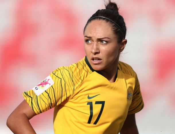 Australian forward Kyah Simon will look to stay healthy for upcoming friendlies in November. (Photo by Francois Nel/Getty Images)