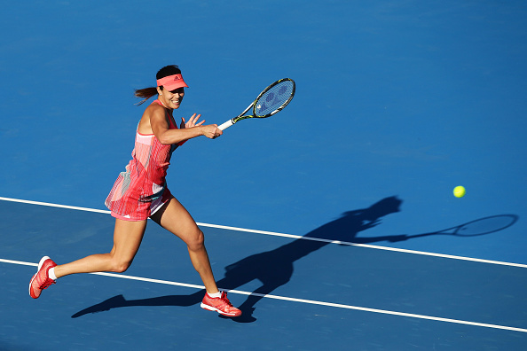 Ivanovic cracks a forehand winner at the 2016 Apia International in Sydney. Credit: Matt King/Getty Images