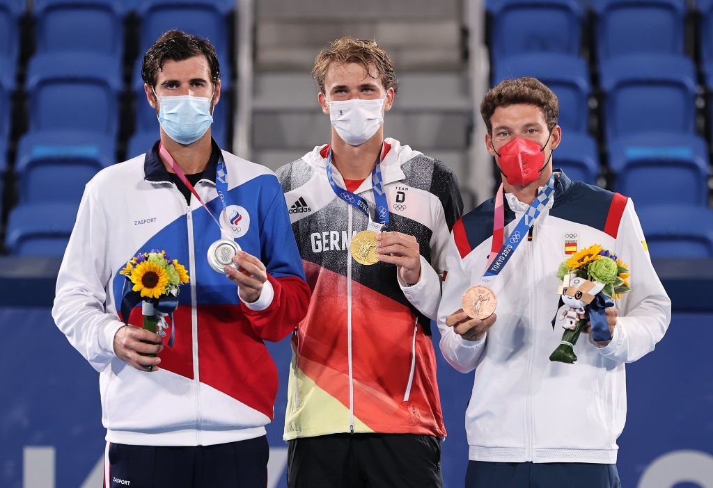 The men's singles podium. Photo: 