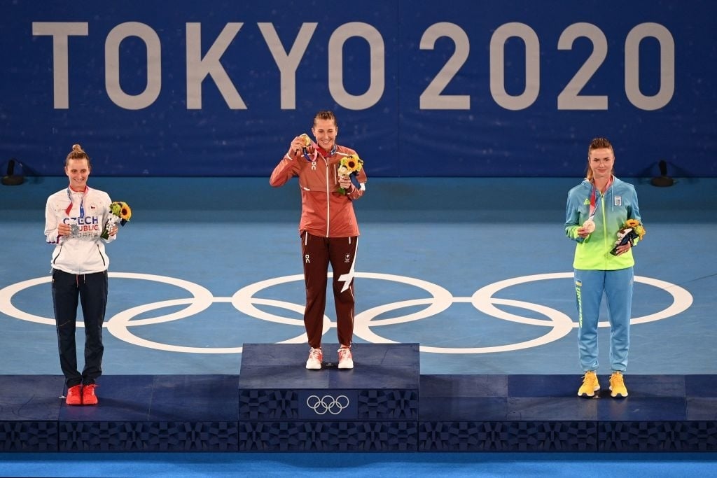 The women's singles podium. Photo: Vincenzo Pinto