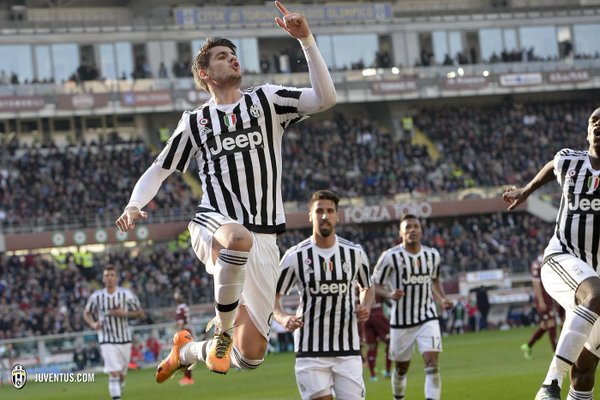 Morata celebra uno de sus goles ante el Torino | Juventus FC