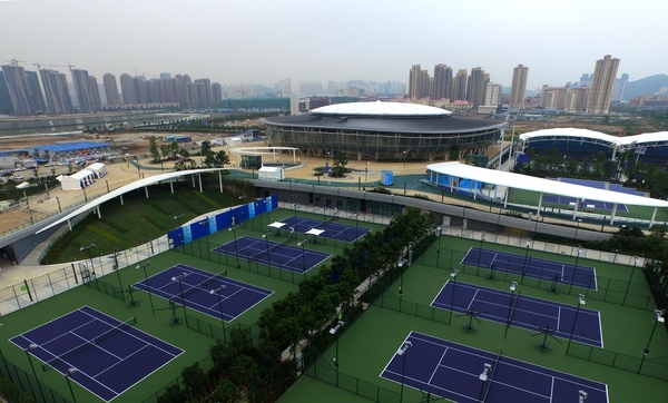 A bird's eye of view of the Hengqin International Tennis Centre in Zhuhai which will stage the WTA Elite Trophy. Photo credit: WTA Elite Trophy.