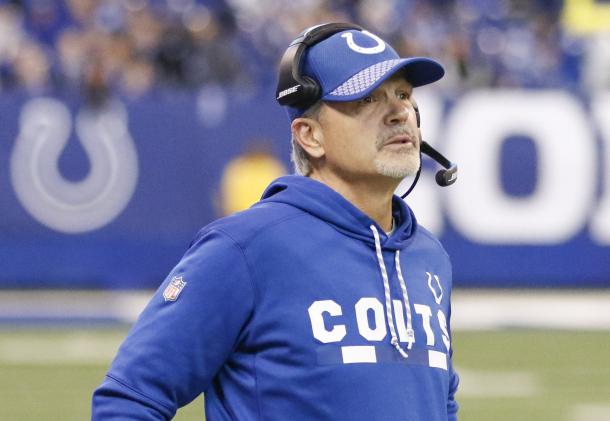 Chuck Pagano of the Indianapolis Colts looks at the scoreboard during his last game as head coach (chicagotribune.com)