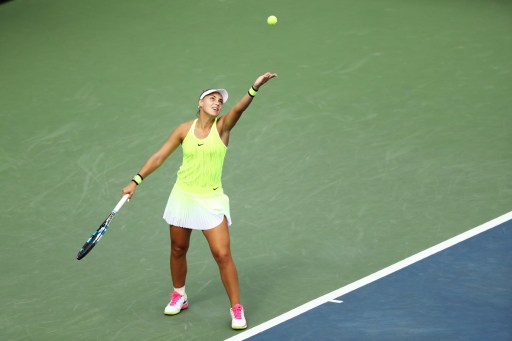 Ana Konjuh serves to Varvara Lepchenko in their third round match at the U.S. Open/Photo: Elsa/Getty Images