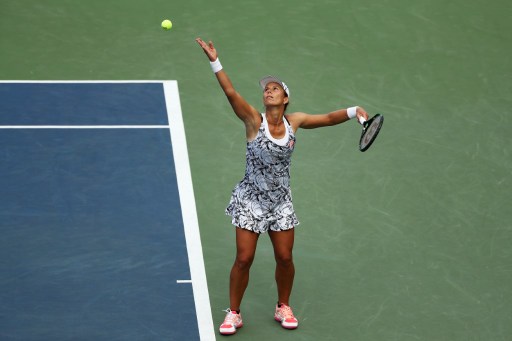 Varvara Lepchenko serves to Ana Konjuh during their third round match in Flushing Meadows/Photo: Elsa/Getty Images