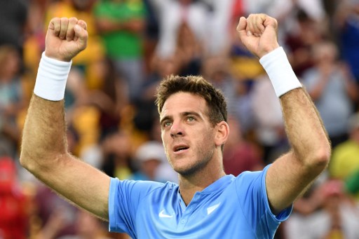 Juan Martin Del Potro reacts after defeating Joao Sousa in their second round match at the Olympics/Photo: Martin Bernetti/AFP