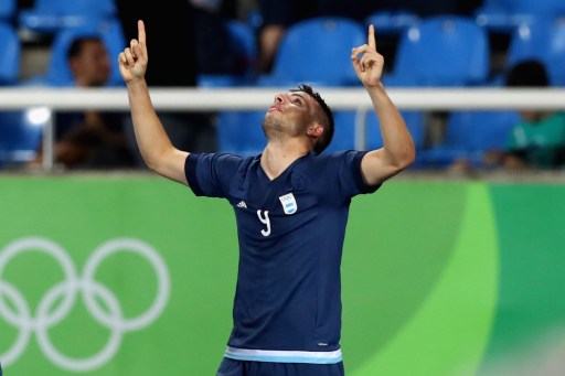 Calleri opened the scoring for 10-man Argentina/Photo: Alexander Hassenstein/Getty Images