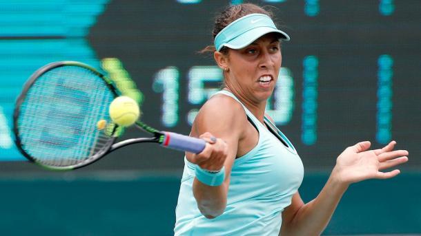 Madison Keys blasts a forehand at the 2015 Family Circle Cup in Charleston, South Carolina/Getty Images