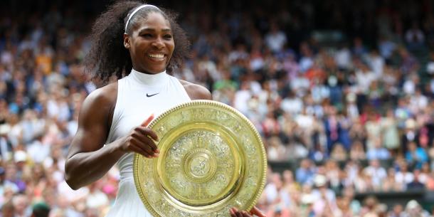 Serena Williams celebrates her Wimbledon title/Getty Images