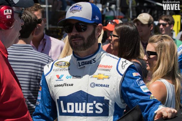 Johnson before the race in Sonoma last season.