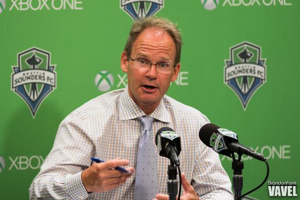 Seattle Sounders interim head coach Brian Schmetzer speaks with the media after their 1-1 tie with the LA Galaxy | Brandon Farris - VAVEL USA