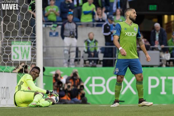 Philadelphia Union goalkeeper Andre Blake makes a save (Photo Courtesy of Brandon Farris/VAVEL USA)