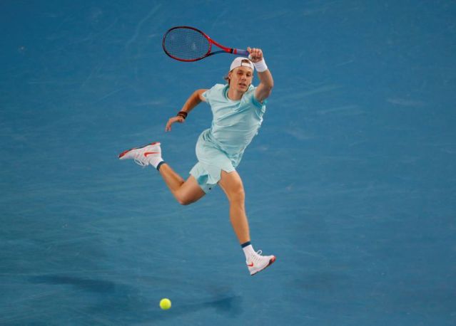 Shapovalov follows through on a forehand during his first-round victory/Photo: Asanka Brendon Ratanayake/Reuters