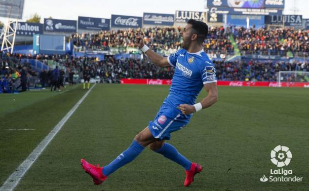 Ángel celebrando su gol | Fotografía: La Liga