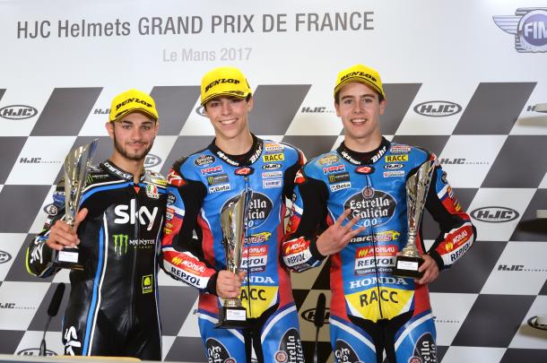 Los tres protagonistas de Le Mans en 2017. Foto: FIM CEV Repsol.