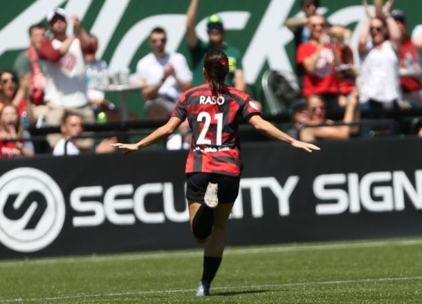 Hayley Raso scored the game's first of seven goals in the third minute. Photo: www.twitter.com/ThornsFC