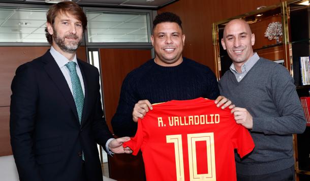 Ronaldo, Carlos Suárez y Luis Rubiales | Real Valladolid