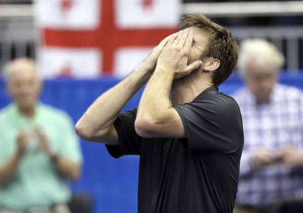 An emotional Harrison after his victory/Photo: Mark Humphrey/Associated Press