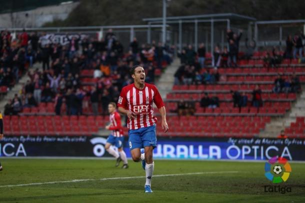 Jaime Mata celebrando su gol con el Girona FC ante la Ponferradina | Foto: LaLiga