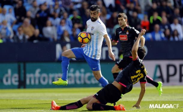 Santos estuvo desacertado durante todo el choque / Foto: Málaga CF