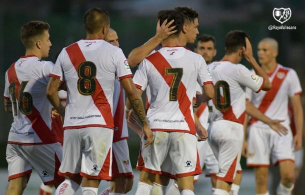 Jugadores del Rayo Vallecano celebrando el gol | Fotografía: Rayo Vallecano S.A.D.