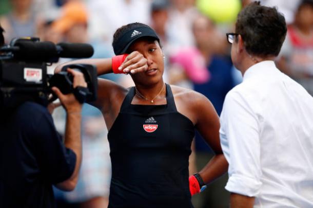 Osaka is interviewed on court following her victory (Getty Images/Julian Finney)