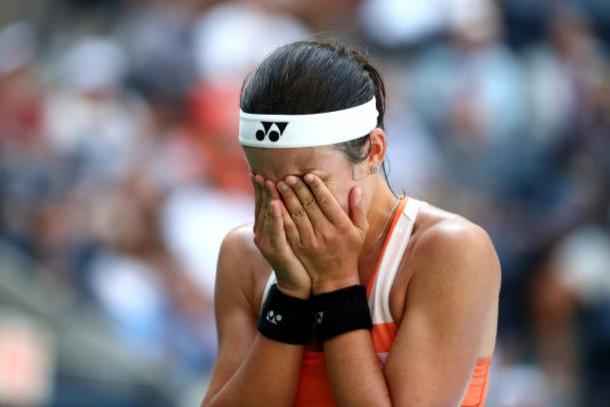 Sevastova was overcome with emotion after reaching her first Grand Slam semifinal (Getty Images/Al Bello)