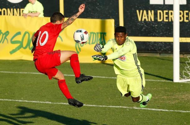 Giovinco forces a save from Andre Blake Photo Courtesy of Tampa Bay Rowdies