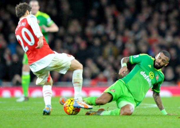 Yann M'Vila was one of the stand-out performers at the Emirates on Saturday. (Photo: Sunderland Echo)