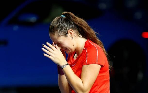 Daria Kasatkina was in tears after grabbing the huge win in front of her home fans | Photo: Getty Images / Anadolu Agency