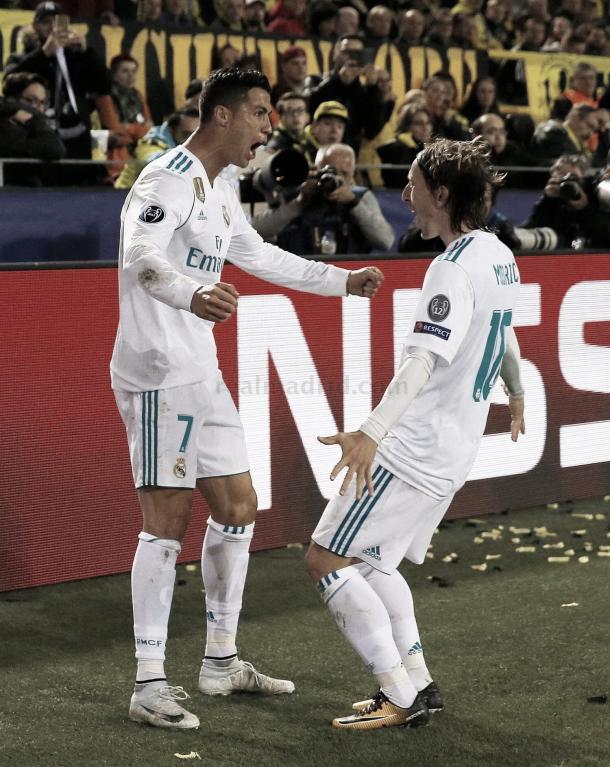Cristiano y Modric festejan la victoria ante el Dortmund | Foto: Real Madrid CF