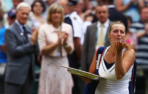 Petra Kvitova blows a kiss to the crowd after her first Wimbledon triumph in 2011 (Getty/Clive Brunskill)