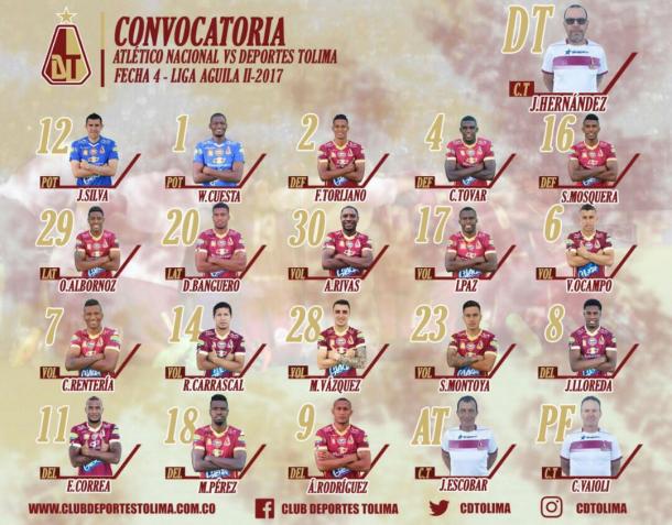Foto: Twitter Oficial de Deportes Tolima