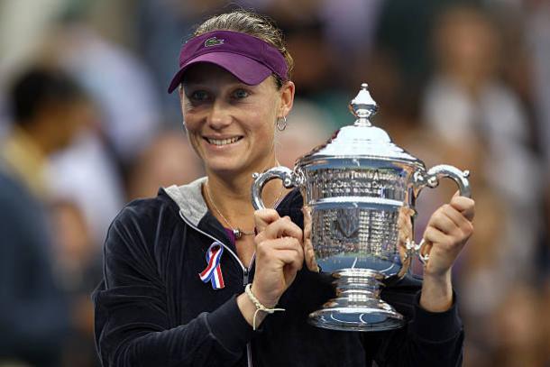 Samantha Stosur after winning her first US Open title in 2011 (Getty/Clive Brunskill)