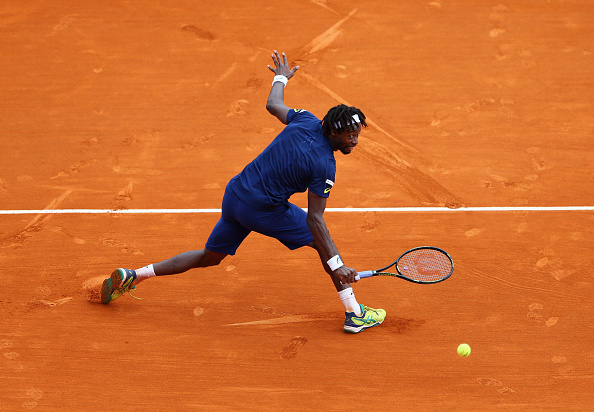 Gael Monfils plays a backhand against Rafa Nadal in the final at Monte Carlo (Photo: Michael Steele/Getty Images)